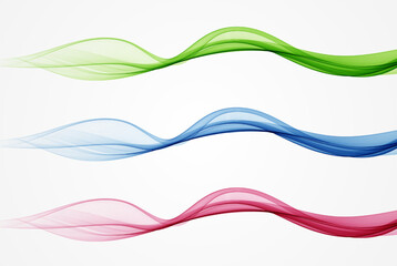 Set of colored abstract wave design elements, abstract flow of wavy lines, wave shape.