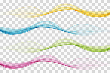 Set of colored abstract wave design elements, abstract flow of wavy lines, wave shape.
