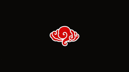 Red traditional chinese cloud style with white borders and black Background