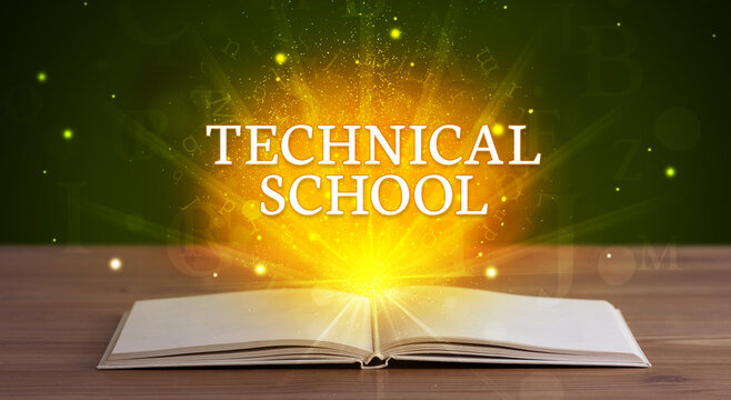 Educational inscription coming out from an open book