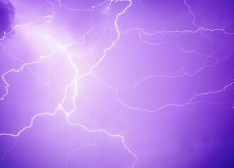Thunder, lightnings and rain on stormy summer night	