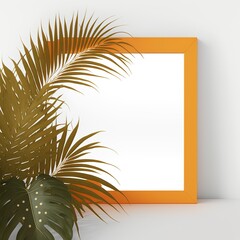 Palm Plant Border forms, Square Botanical Frame with copy-space