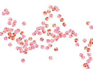 Rosy gold foil confetti scatter vector composition. Rhythmic gymnastics dress sequins background. Metallic lustering spangle particles party glitter. Theater costume paillettes.