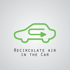 Car air recirculating sign dashboard panel minimal flat icon warning lights isolated vector illustration