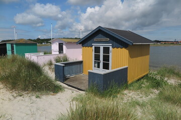 Fototapeta na wymiar Badehäuschen in Marstal, Insel Ærø, Dänemark