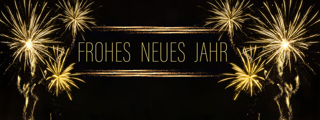 Frohes neues Jahr 2023 Silvester Neujahr Feiertag Banner Grußkarte Illustration - Goldenes...
