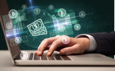 business hand working in stock market