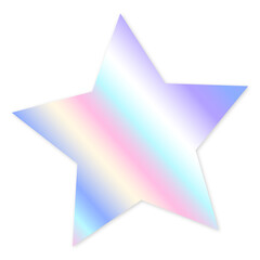 Empty holographic star shaped sticker. Metallic design element. Trendy pastel colorful texture	
