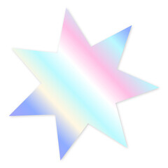 Empty holographic seven-angle star shaped sticker. Metallic design element. Trendy pastel colorful texture	