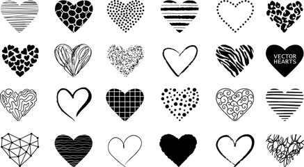 Vector Hearts Doodle Set. Love Symbol Collection Isolated on white. Valentines Sketch - 554863158