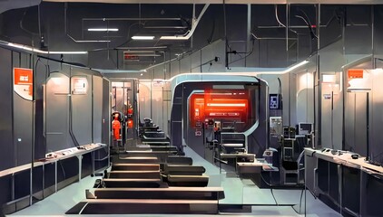 Obraz premium Scientific laboratory on space station. Technology background and science concept ,made with Generative AI