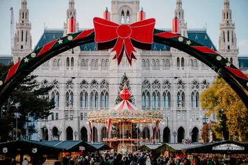 Foto auf Leinwand Christmas market in Vienna. © fotosmitnats