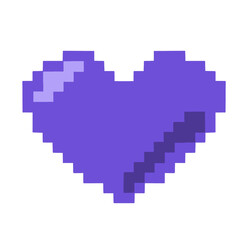 Pixel heart illustration. Love and romance symbol. Retro game sign. 90s and 00s style shape isolated. Valentine’s Day decorative element.