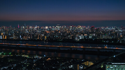 東京都江戸川区 タワーホール船堀展望室から見る夜の東京
