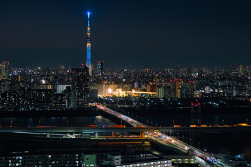 Fototapeta na wymiar 東京都江戸川区 タワーホール船堀展望室から見る夜の東京