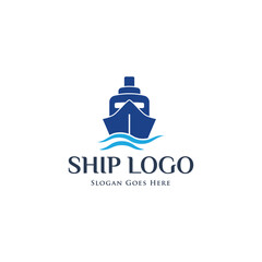 Fototapeta na wymiar Ship on the sea logo. Ship and wave logo.