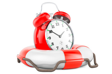 Alarm clock with lifebelt, 3D rendering