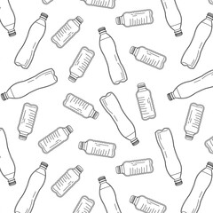 doodle set with bottles, background with bottle icons. collection for food store, poster, banner with white background and black lines