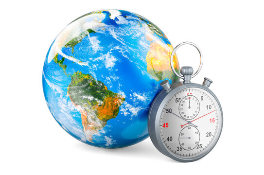 Earth Globe with stopwatch, 3D rendering