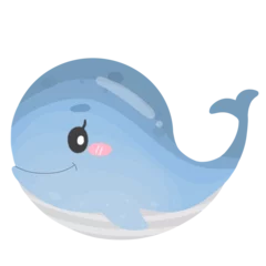 Fototapeten Cute whale cartoon, sea animal illustration © khwanchai