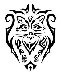 Tribal tattoo art with black decorative raccoon
