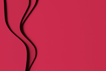 Abstract colored paper texture background. Minimal paper cut style composition with layers of geometric shapes and lines in viva magenta colors. Top view