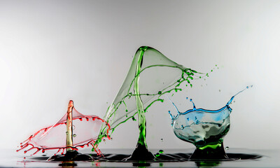Water drop falling and colliding with another one