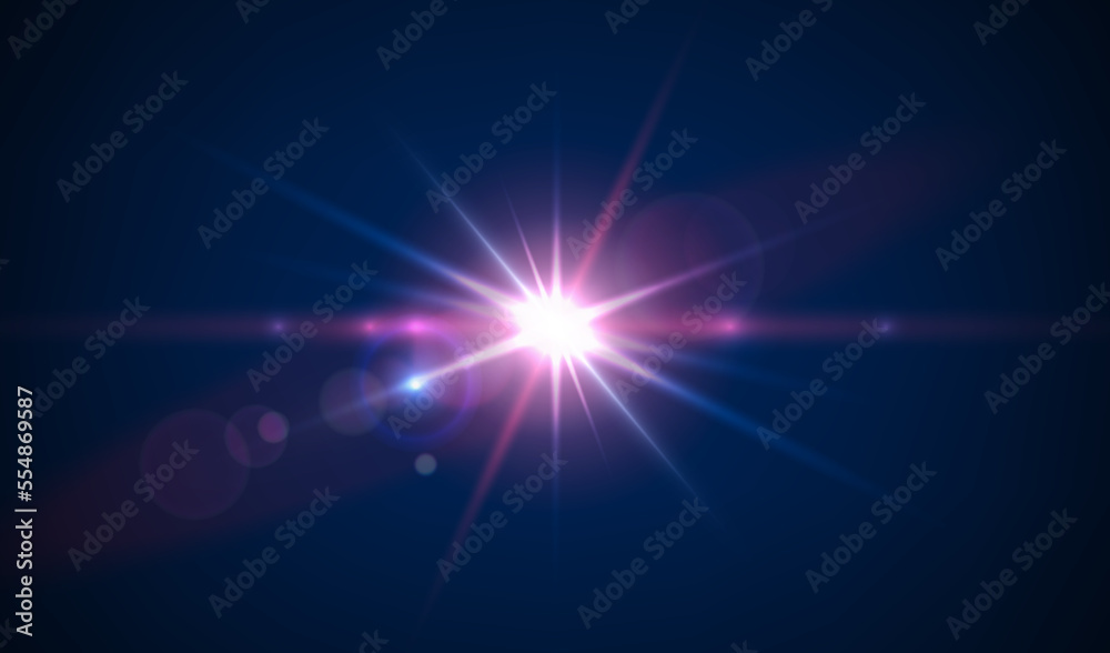 Poster colorful flare, iridescent glow vector effect. abstract prism light reflection, fire blast, colorful