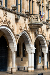 sculptures and columns on the facade Town Hall in Arras in France