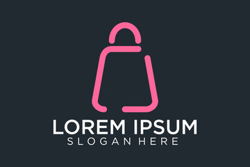 Shopping bag icon for online shop business logo with text 