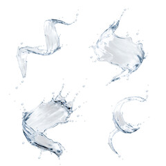 Set of pure water splashes. 3d illustration - 554871573