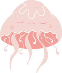 cute pink Jellyfish vector illustration	