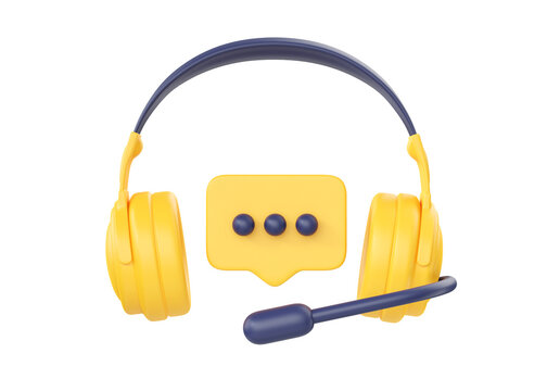 Support Service 3d Render Icon - Operator Headphones With Microphone For Costumer Communication. Wireless Earphone