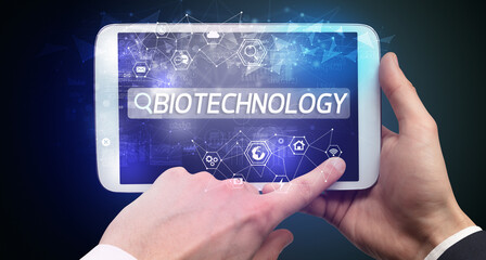 Close-up of a tablet searching inscription