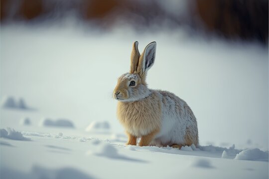 A rabbit in the snow Made with Generative AI