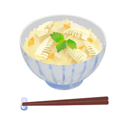 たけのこご飯のイラスト　筍