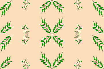 Floral seamless pattern in drawing style with leaves and seeds. Designed for background, wallpaper, clothing, wrapping, fabric, Batik, embroidery style.