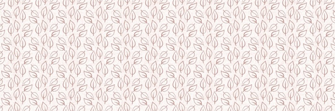 Fototapeta Gender neutral foliage leaf seamless raster border. Simple whimsical 2 tone pattern. Kids nursery wallpaper or scandi all over print.