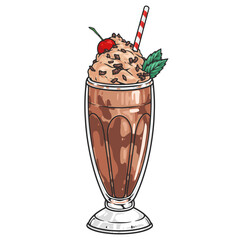 Chocolate milkshake colorful element detailed