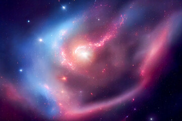 Fototapeta premium Fantasy space sky with beautiful stars and galaxies, generative ai illustration