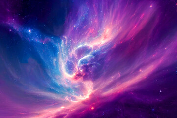 Obraz premium Fantasy space sky with beautiful stars and galaxies, generative ai illustration