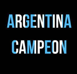 White and light blue lines with the words argentina champion