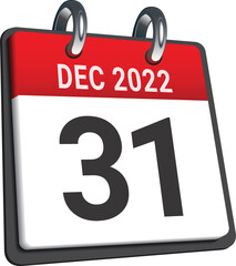 Calendar of last day on month of december 2022. New Year is coming, wish you all the best as always in this coming new year.
