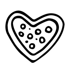 Heart cookie doodle style vector illustration isolated on white background.