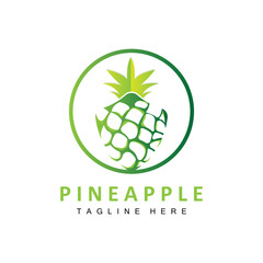 Pineapple Logo Design, Fresh Fruit Vector, Plantation Illustration, Fruit Product Brand Label