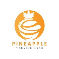 Pineapple Logo Design, Fresh Fruit Vector, Plantation Illustration, Fruit Product Brand Label