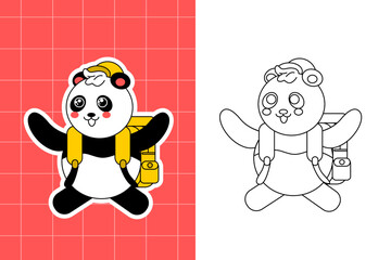 cute cartoon panda colouring page for kids 