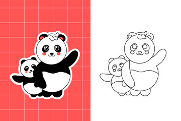 cute cartoon panda colouring page for kids 