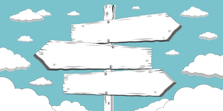 Naklejki Outline signpost with three clear arrows