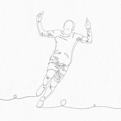 Fototapeta premium Soccer football players in action line art isolated on white background